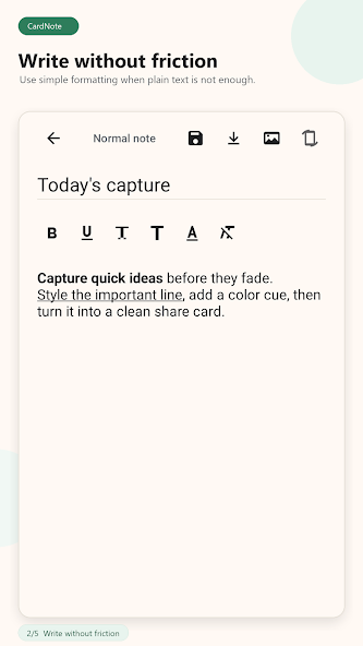 Write a normal note with basic rich text formatting